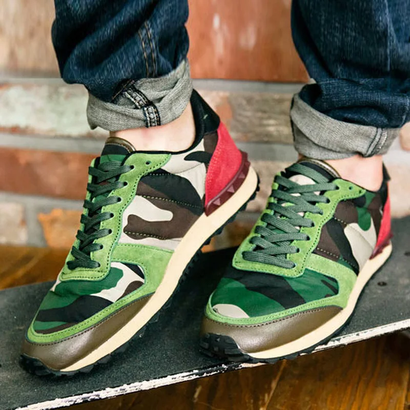 Mens Camo Lace Up Flats Sneakers Sport Shoes Casual Camouflage Breathable Unisex 4Styles A701 | Обувь