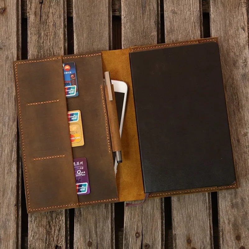 Портфель из потертой кожи для больших размеров moleskine classic notebook/большой кожаный