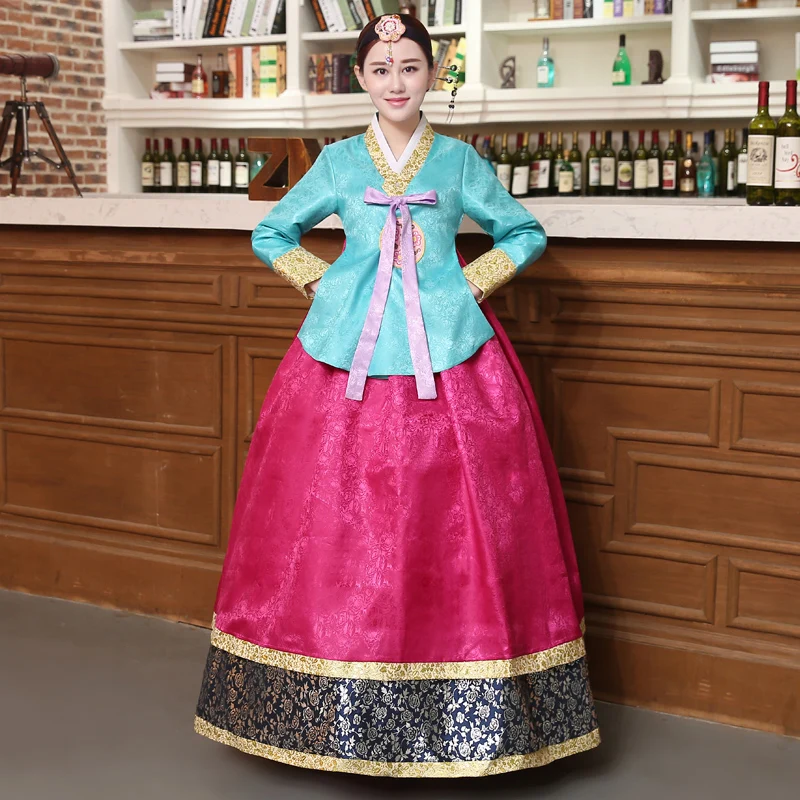 New Year Korean Traditional Costume Women Palace Korean Hanbok Dress Ethnic Minority Dance Costume Female Stage Dance Outfit 90