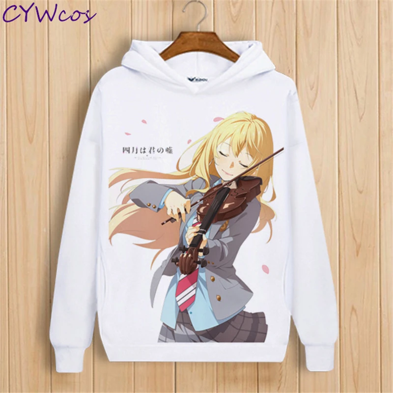Аниме Your Lie в апреле маязоно Каори Косплей принт с длинными рукавами Топ рубашка