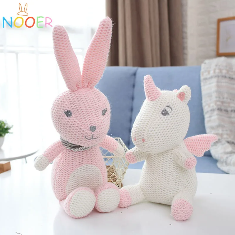 Nooer Knitted Unicorn Stuffed Animal Elephant Rabbit Bear Dinosaur Plush Toy Girls Boys Cute Baby Dolls Birthday Gift for Kids | Игрушки и