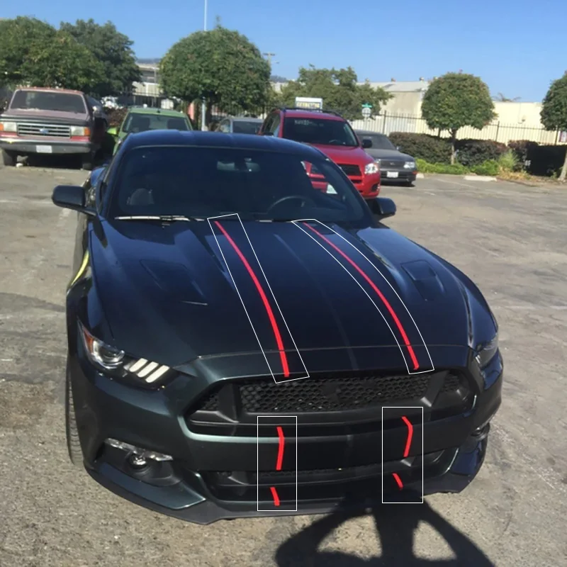 8 цветов, наклейки для автомобиля и наклейки для Ford Mustang-, 10 дюймов, двойной ралли, полоски, автомобильная наклейка, авто капот, гоночный винил