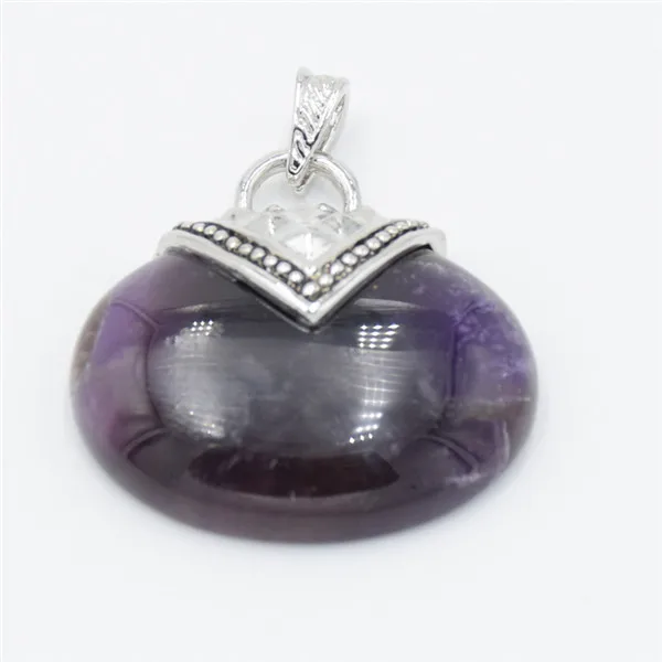 Amethysts Новая мода карман овальная форма опала лазурит розовый кристалл синий песок кулон из натурального камня для Цепочки и ожерелья Для женщин ювелирные изделия - Окраска металла: Amethysts