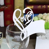100pcs white table mark wine glass love name place cards wedding party favor decor free shipping