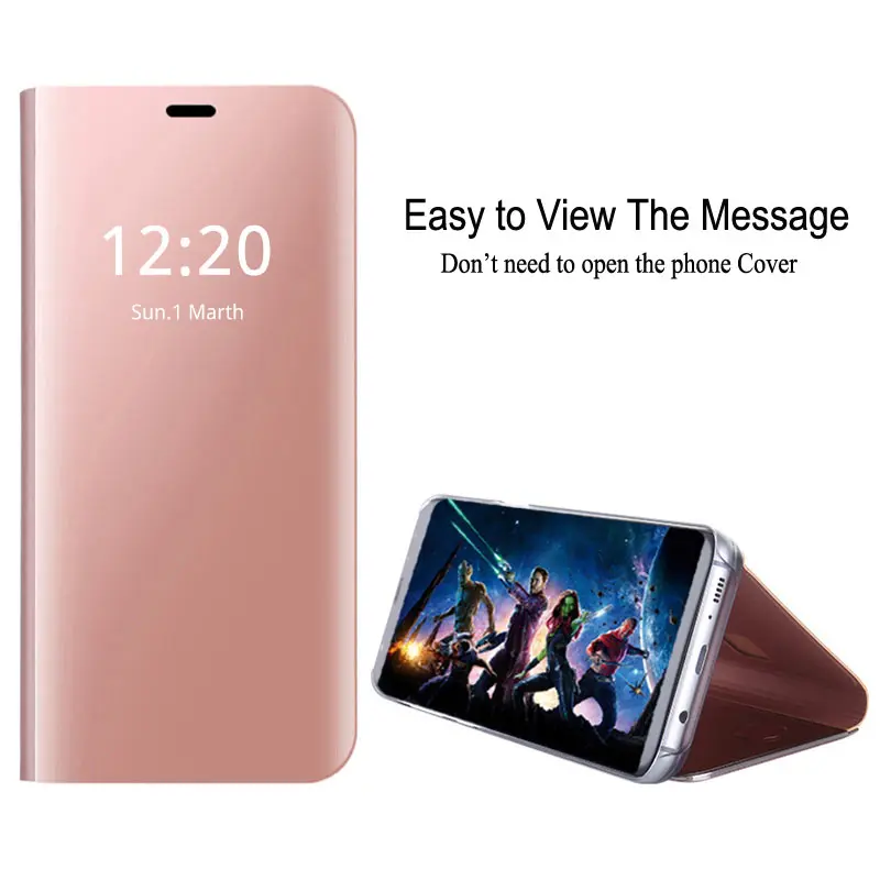 Clear View Smart Case For Samsung Galaxy A5 A7 A8 2018 J3 J5 J7 Flip Mirror Stand Cover iPhone X 8 S9 S8 Plus S7 Edge |