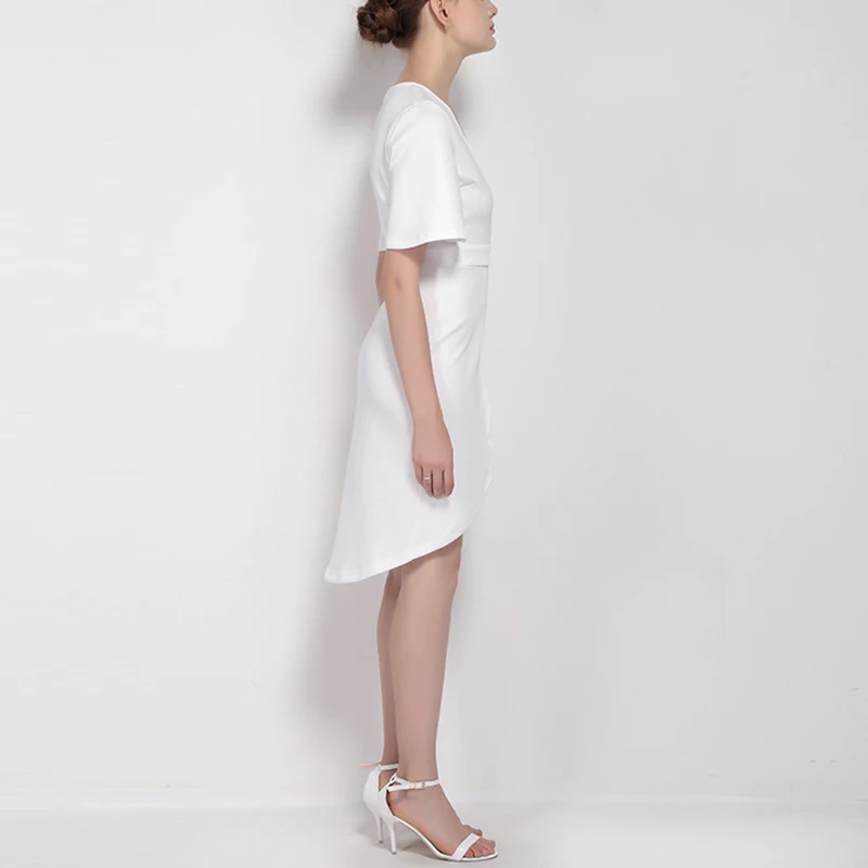 Женщины Летнее Платье 2016 Т Рубашка С Коротким Рукавом Глубокий V Шеи Вскользь