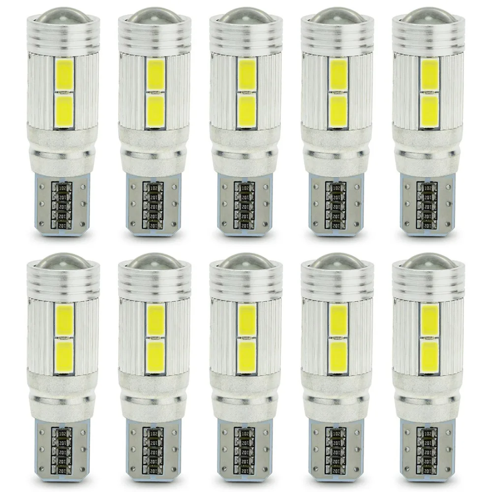 Safego 10x Автомобильные светодиодные лампы T10 W5W Canbus без ошибок 10 smd 5630 194 168 для