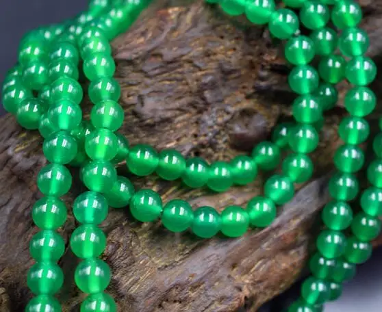 8MM Natural Green Chalcedony Round Beads Necklace 35&quot Long AAA | Украшения и аксессуары