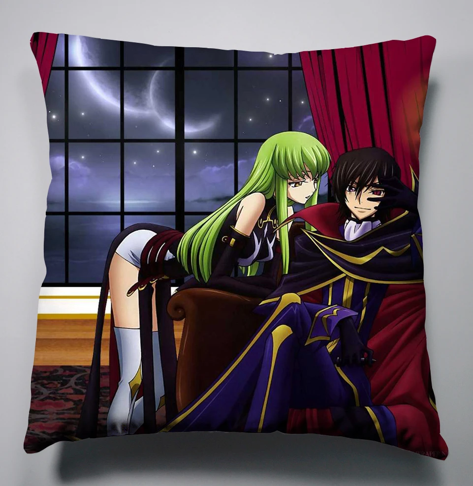 Шелковый Чехол на подушку с Аниме Манга кодом Geass 40x40 см Наволочка декоративный