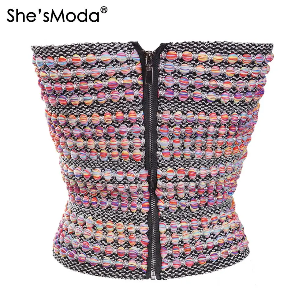 Новинка 2019 Женский трикотажный топ She'sModa с разными цветами из спандекса майка