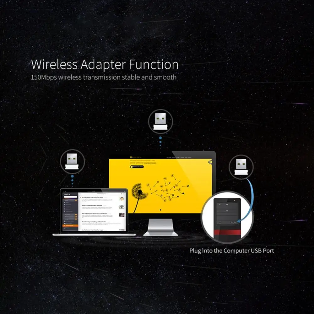 150 Мбит/с беспроводная сетевая карта USB 2 0/3 0 WiFi адаптер для настольного