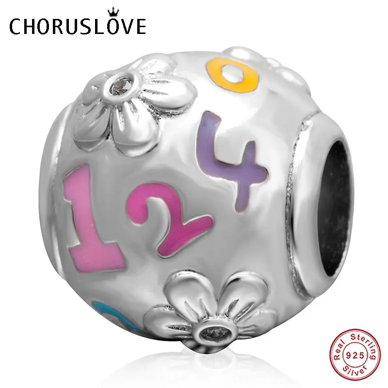 Choruslove счастливый номер 16 18 21 Сообщение Шарм 925 стерлингового серебра день рождения вехи 21 Бусины fit Pandora юбилейный браслет