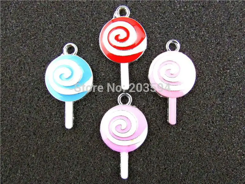 

AE331 Mix Color 20Pcs Alloy Metal Enamel Candy Charms Pendants 35x19mm