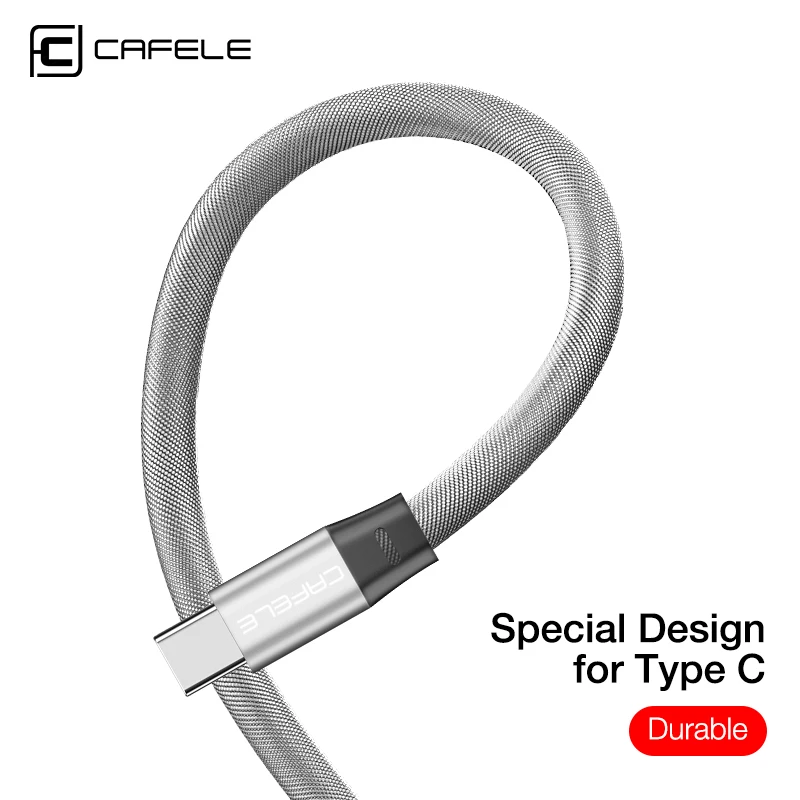Кабель Cafele Type-C для быстрой зарядки USB Huawei P20 Xiaomi Samsung S9 S8 OnePlus 5 текстильный плетеный
