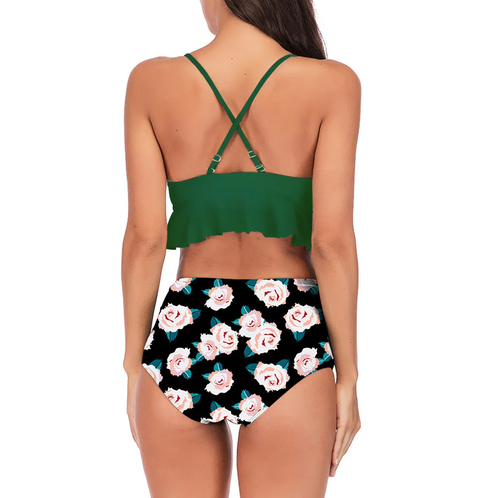 Women Floral Print Bikini Set Swimming Swimsuits Two Piece Swimwear Beach Suit Female Sexy 2019 New Hot A30429 | Спорт и развлечения
