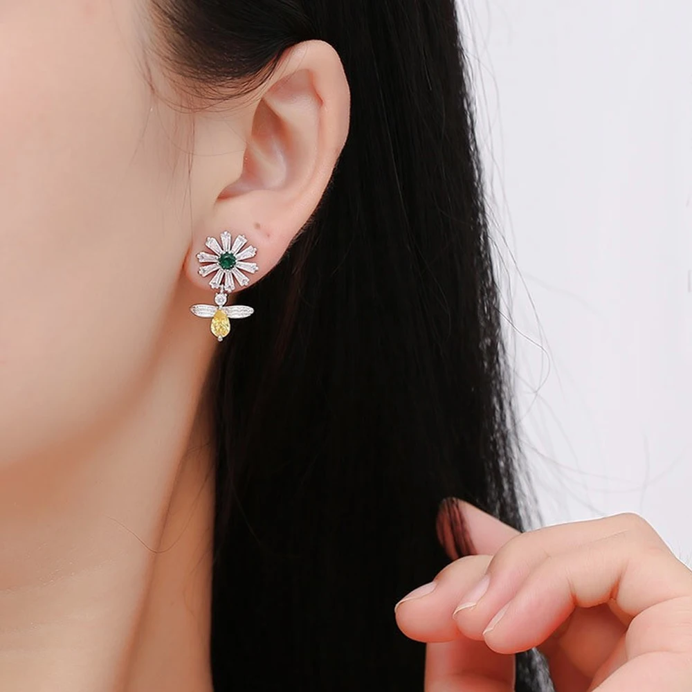 Милые женские серьги гвоздики с изображением пчелы животных модные свадебные