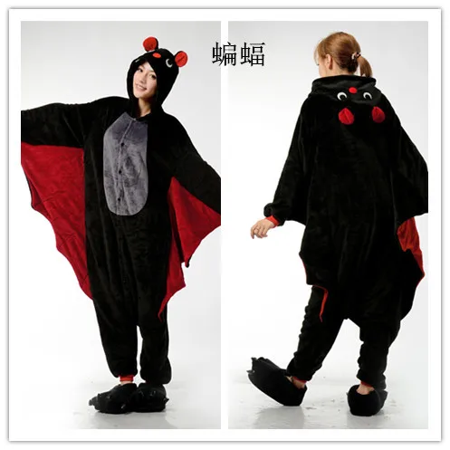 Пижама комбинезоны для мужчин и женщин с мультяшным принтом летучая мышь
