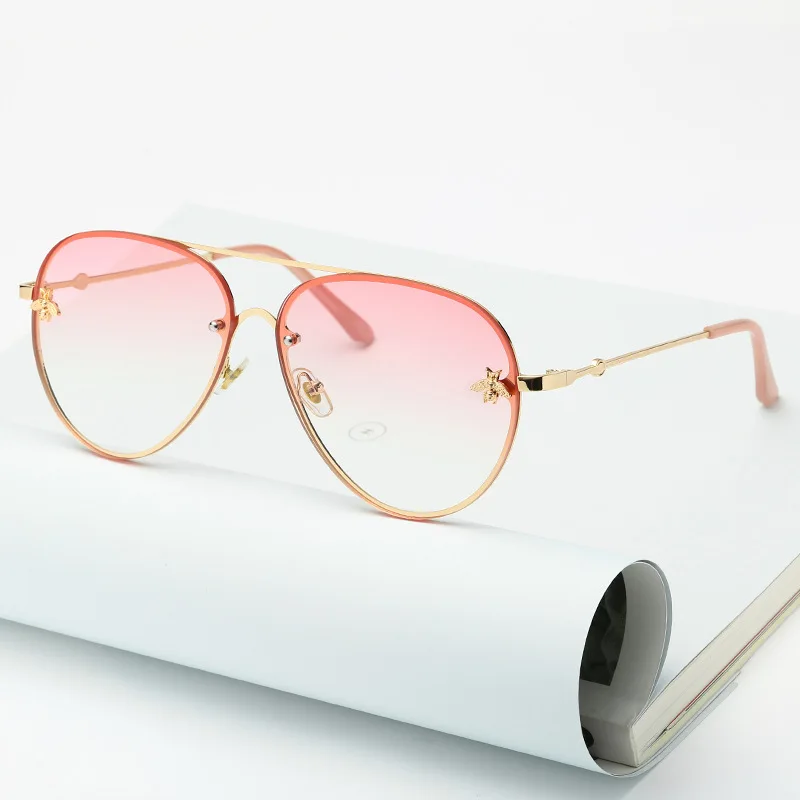 Clear Pink TOYEARN, классические брендовые дизайнерские солнцезащитные очки пилота для женщин и мужчин, винтажные очки для вождения, маленькие зеркальные солнцезащитные очки для женщин - Цвет линз: Clear Pink