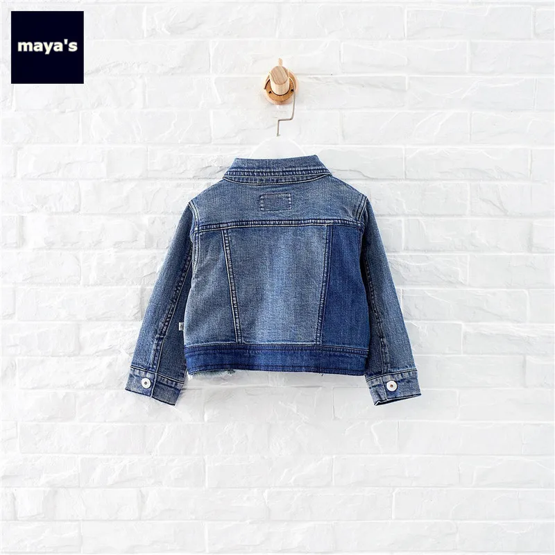 Mayas/Винтажные хлопковые зимние джинсовые куртки для девочек модные детские