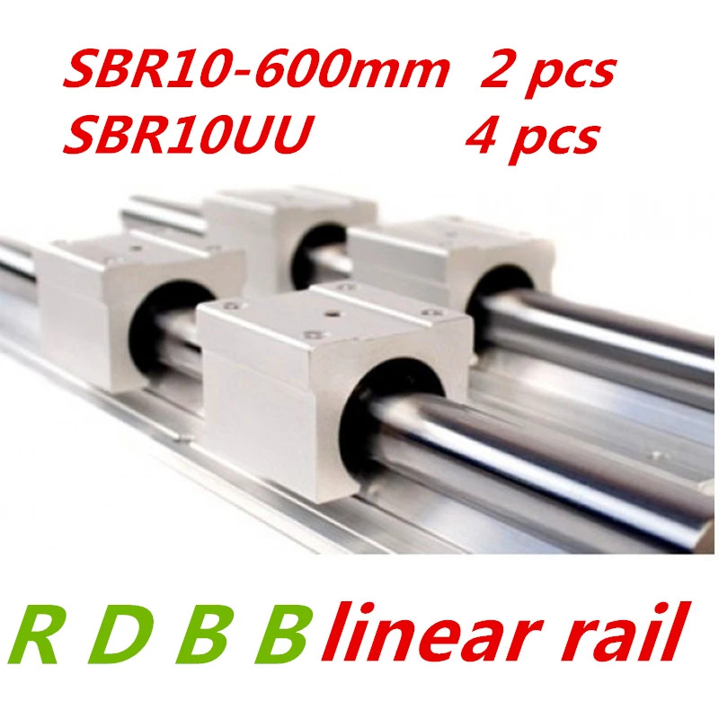 Новые 2 шт. SBR10 600 мм линейная рельсовая Опора с 4 SBR10UU направляющая auminum подшипник