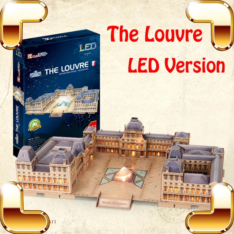 Новогодний подарок модель 3D Пазла Лувр строительные игрушки сделай сам