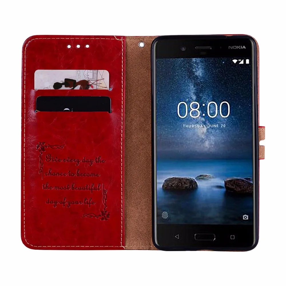 Кожаный чехол-кошелек с подставкой для Nokia 3 5 8 6 Ударопрочный Мягкий силиконовый