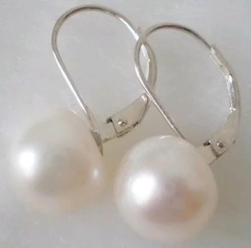 

New Natural Beautiful Natural White 10-11MM AAA pearl 925s earrings