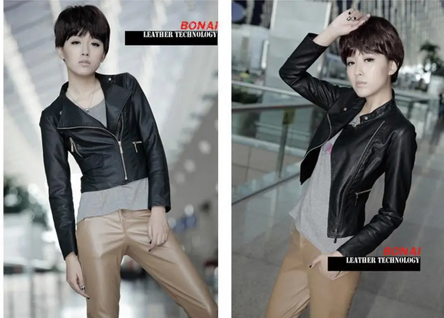 

Jacket New Winter JACKES Ladies Short PU Leather L-XXL Women Fashion Slim Motorcycle Jacket Washed #78771