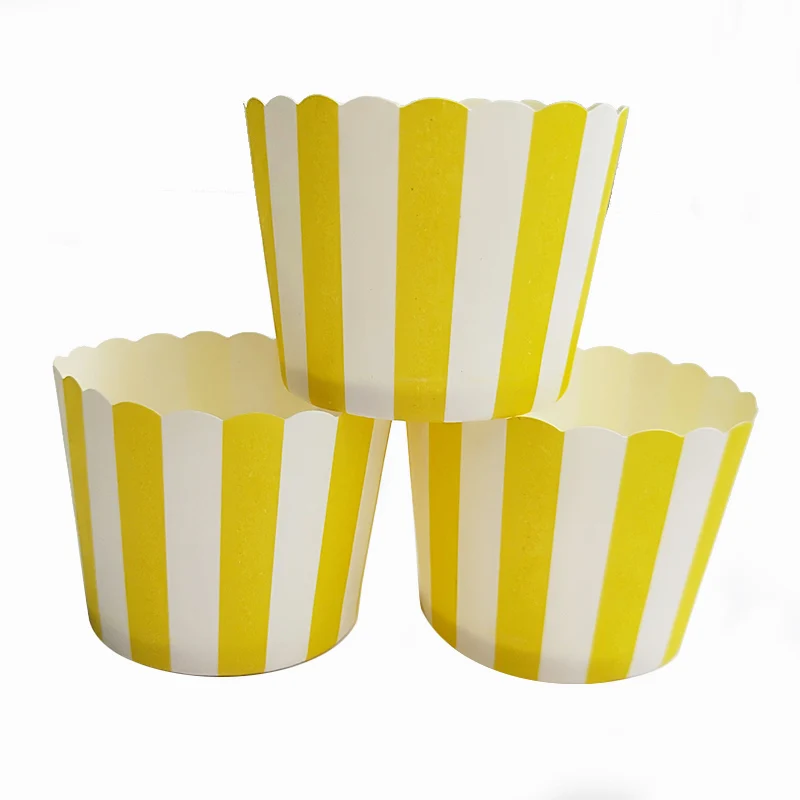 100 шт. фиолетовые белые зеленые Полосатые Бумажные поддоны для торта капкейков