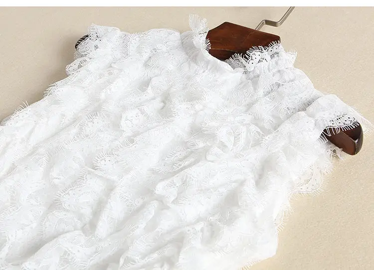 2017 New Fashion A-Line Summer High Qualit Black/White Solid Sleeveless Stand Slim Lace Tassel Dress Elegant Dresses Party | Женская