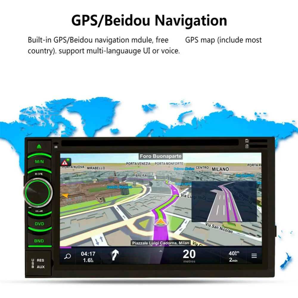 Новый 2017 6 5 &quotHD емкостный 4 ядра Android 5.1.1 Сенсорный экран 2Din dvd плеер gps навигации