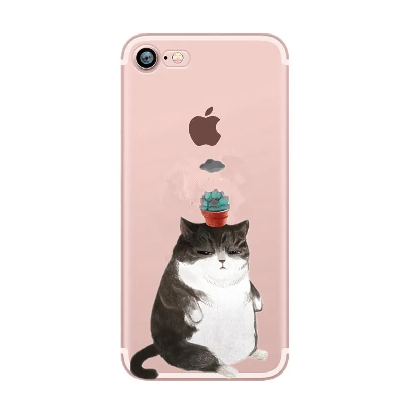 Silicone transparent Cat case For iphone 6s 7 6 8 se 5 5s fundas 7plus Plus luxury x accesorios Soft TPU Cover |