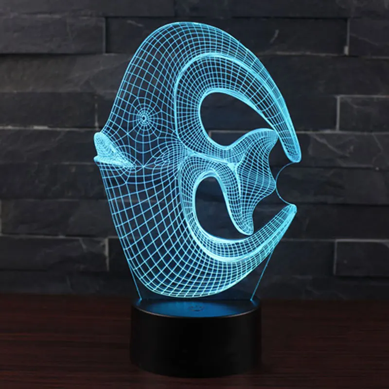 3D лампа в виде коралловых рыбок светодиодный ночсветильник 7 цветов Сенсорная