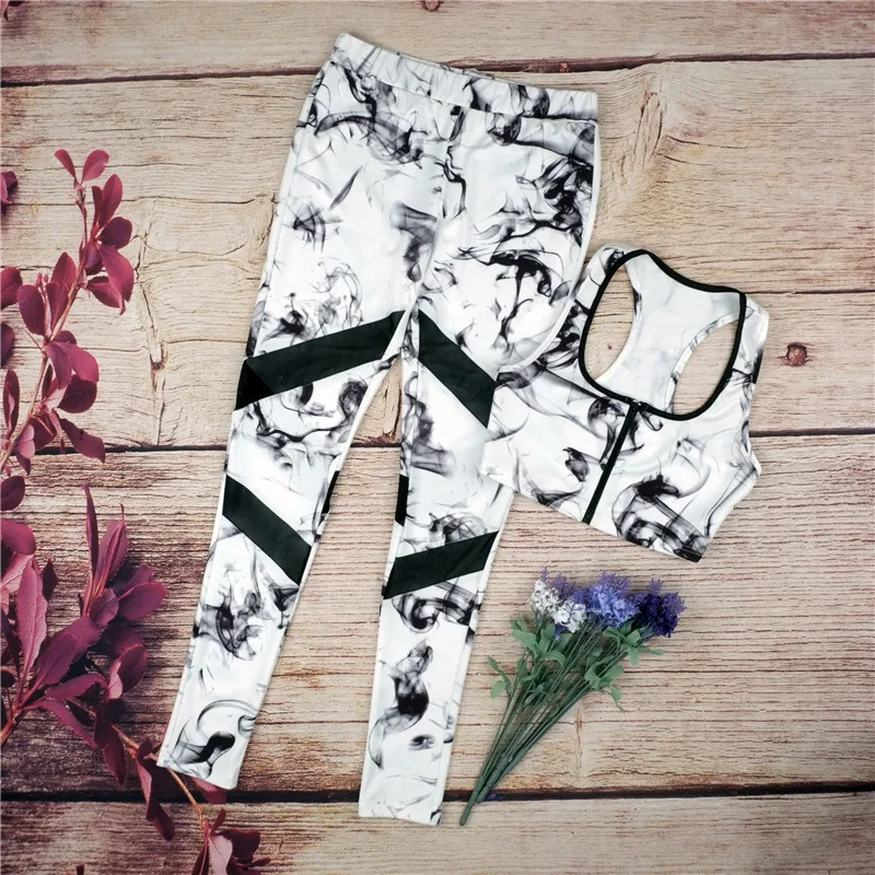2017 Новых женщин Способа Наборы Чернил Печати Одежда Костюмы 2 Из Двух Частей