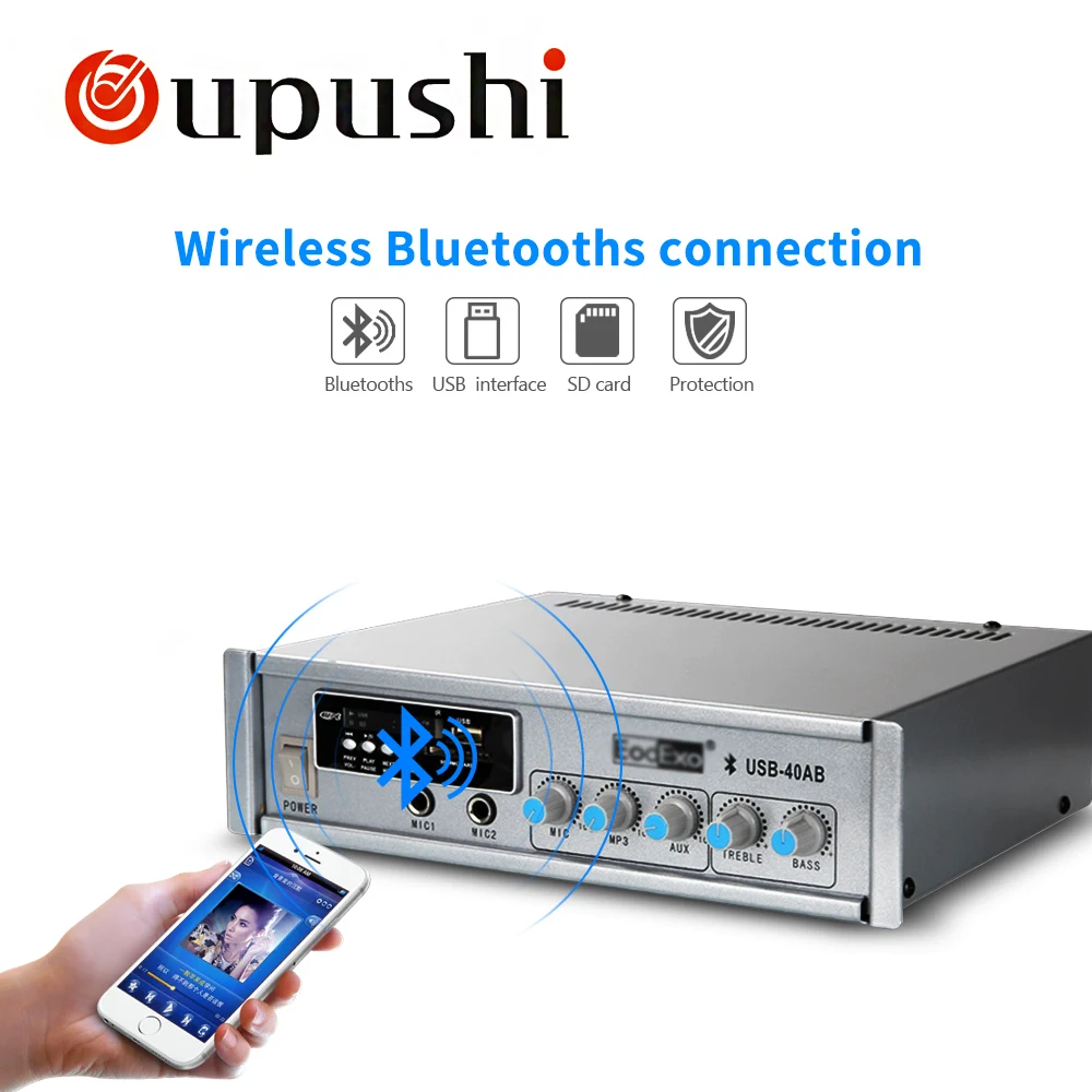 Комплект усилителя мощности OUPUSHI мини аудиосистема CE802 40 Вт USB sd карта питание с