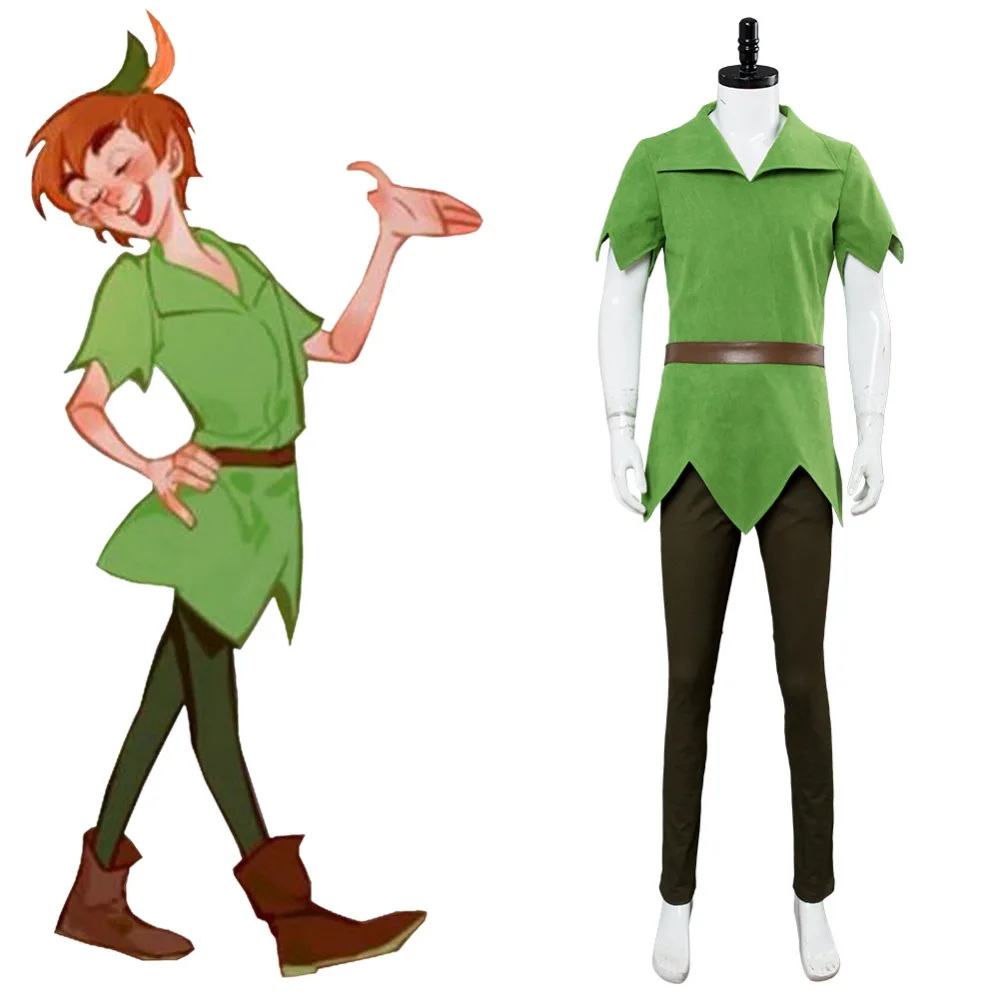 Фильм PeterPan в стиле Питер Пэн зеленый костюм Косплей Топ и штаны шляпа с лентой