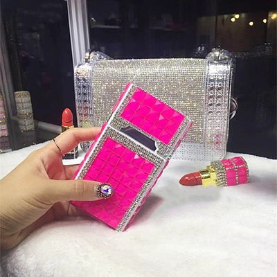 Хрустальный Алмазный Тонкий Магнитный портсигар с usb зарядной зажигалкой MS 20 тонкие сигареты ветрозащитный металлический многофункциональный набор - Цвет: Rose Red