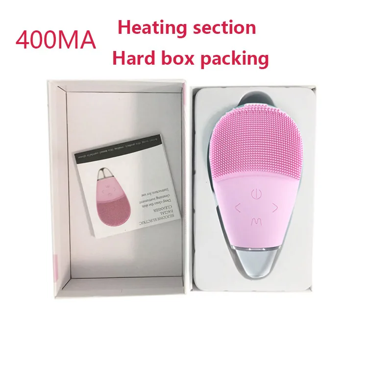 400MA Heating Электрическая вибрационная щетка для очищения лица, удаление черных точек, очищающее средство для пор, водонепроницаемый силиконовый массажер для лица и глаз - Цвет: 400MA Heating