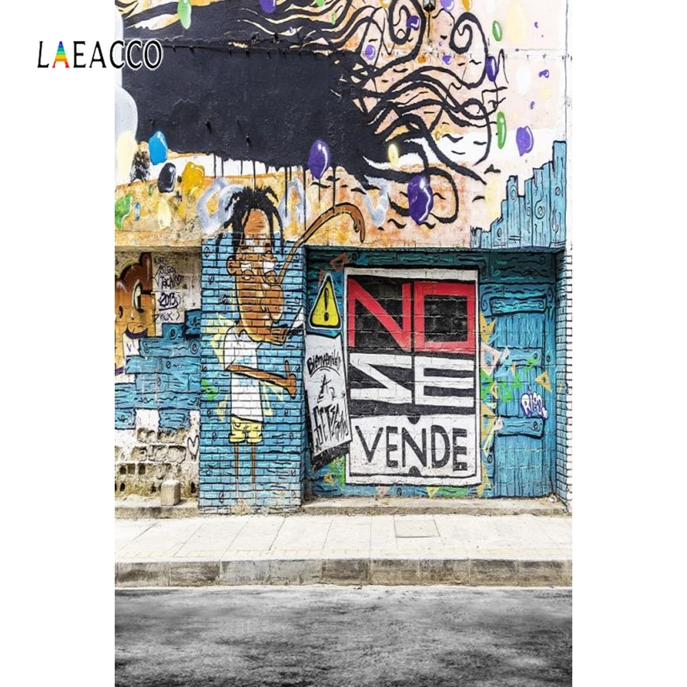 Laeacco граффити мультфильм кирпичная стена Детские Портретные фотографии фоны