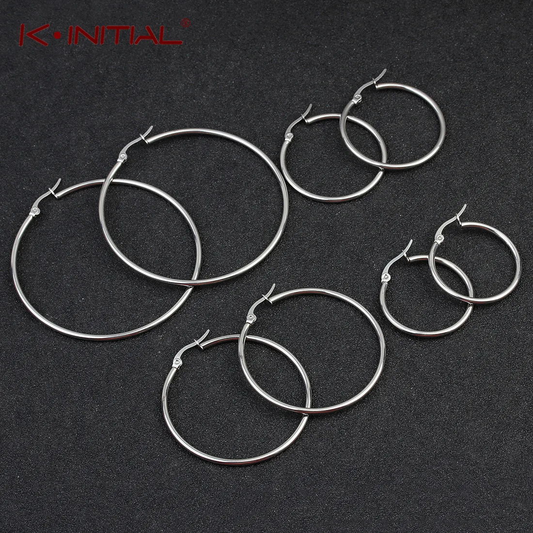 

Kinitial New Smooth Circle Hoop Earrings For Women Stainless Steel Geometric Earrings 5 Style Round Earring Statement Jewelry