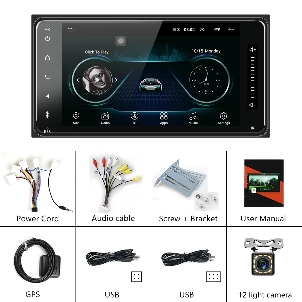 Podofo 2 din 7 &quotавтомобильный радиоприемник Android 8 1 мультимедийный плеер + 16G Авто