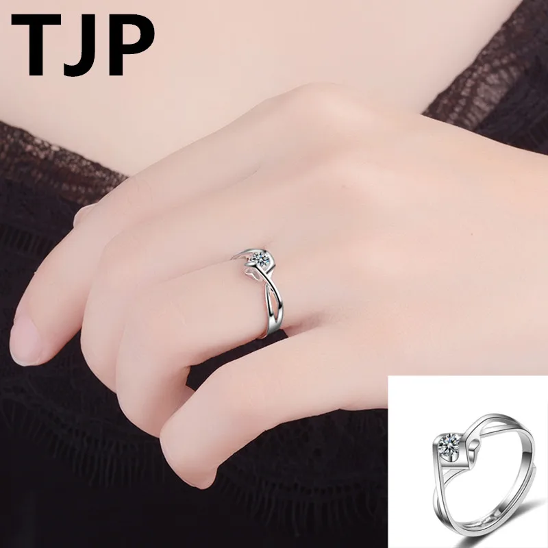 TJP блестящие прозрачные кубические циркониевые камни женские открытые кольца