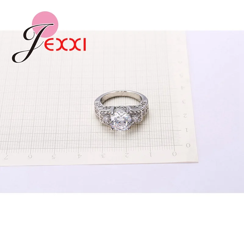

Women Cubic Zirconia Crystal Rings Fashion Bands Jewelry 925 Sterling Silver Bridal Wedding Engagement Ring For Female