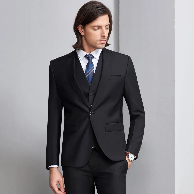 Желанная пора Для Мужчин серый Бизнес костюм черный Slim Fit 4XL 5XL Homme комплект из 3