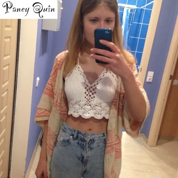 Летний топ кроше женский ручная вязка топы майка рубашка сексуальный вязанный