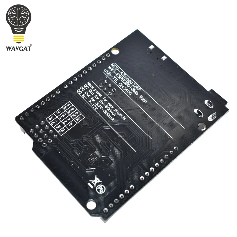 WAVGAT UNO R3+ WiFi ATmega328P+ ESP8266(32 Мб памяти) USB-TTL CH340G для Arduino Uno NodeMCU WeMos ESP8266 новое поступление