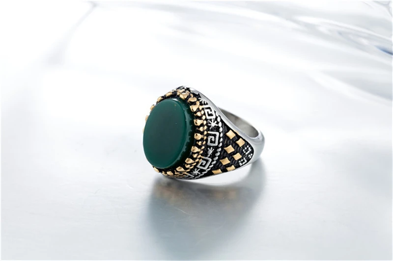 Винтажное овальное красное/черное/зеленый оникс перстень для мужчин в оксиде