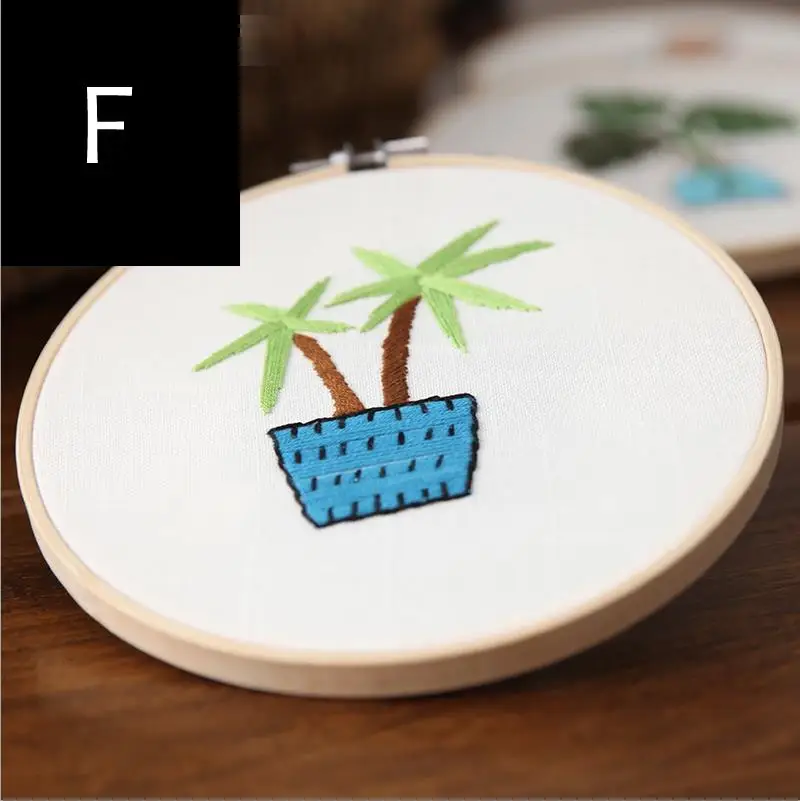 f DIY лента вышивка рукоделие вышивка крестиком комплект для начинающих суккуленты завод печатает Вышивание Craft Рождественский подарок 15*15 см - Цвет: f