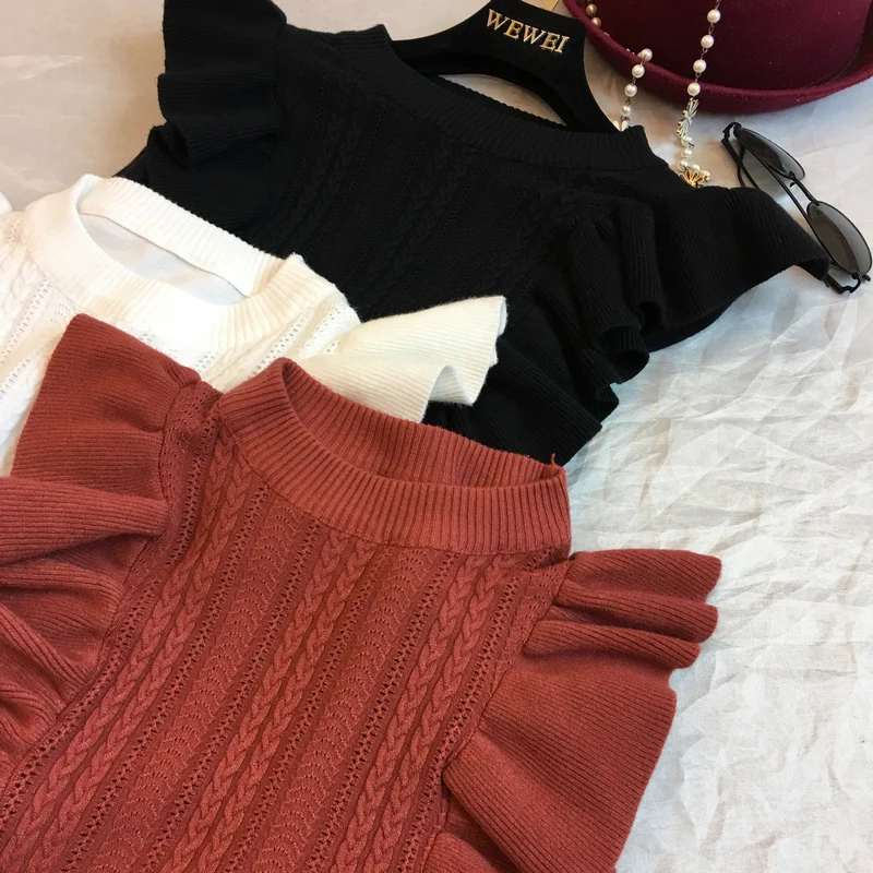 Осень 2019 Новинка корейский веер милый маленький твист с оборками на манжетах