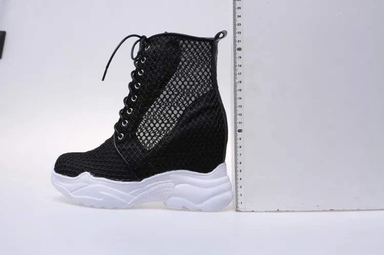 Ботильоны PXELENA весенне-летние сетчатые сандалии-гладиаторы на скрытой танкетке